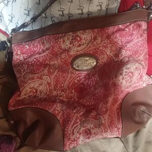 American Living Pink and Brown Paisley Shoulder Bag